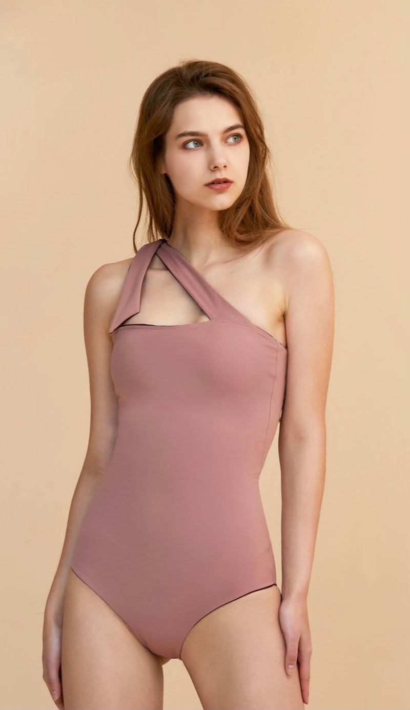 Reversible Swimsuit - Dusty Pink/Marroon - Lightly Padded