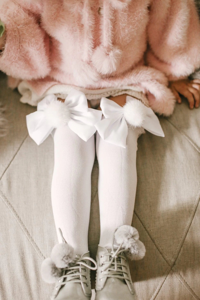 Socks with Poms & Bows