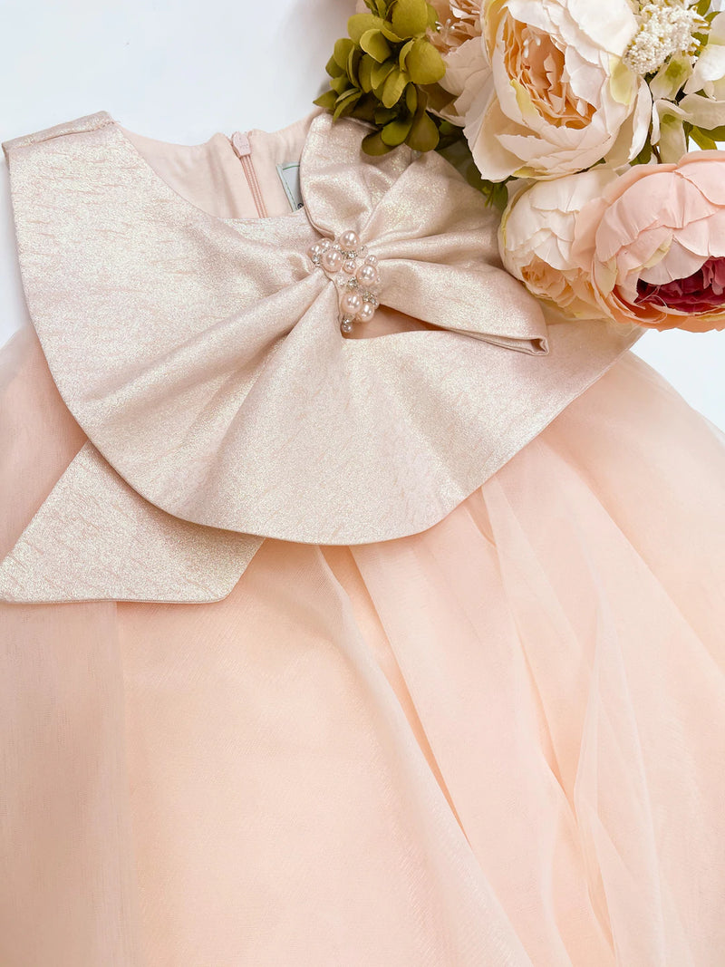 Peach Bow Dress - 1 to 3 years